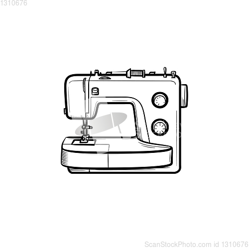 Image of Sewing-machine hand drawn sketch icon.