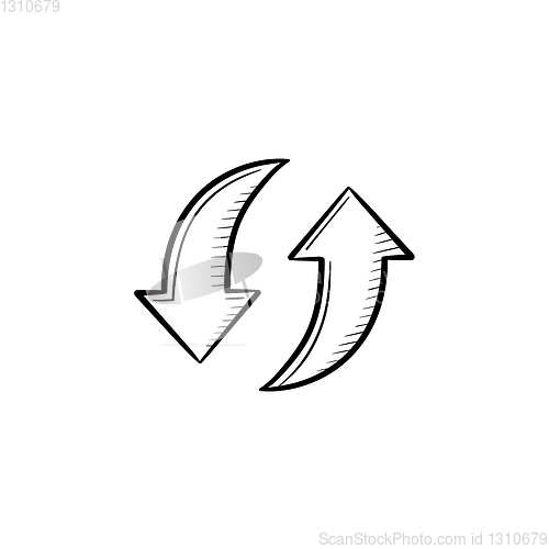 Image of Circular arrows hand drawn sketch icon.