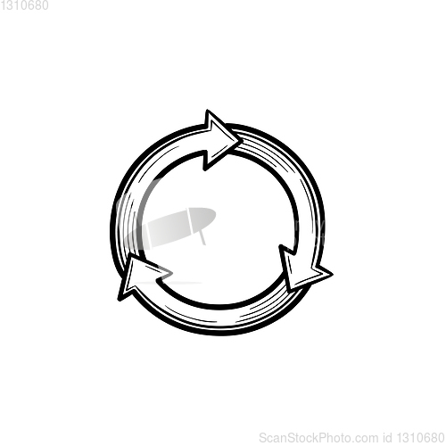 Image of Reuse and refresh symbol hand drawn sketch icon.