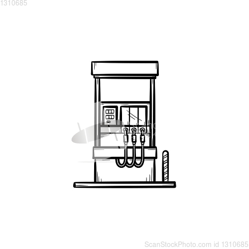 Image of Gas station hand drawn sketch icon.