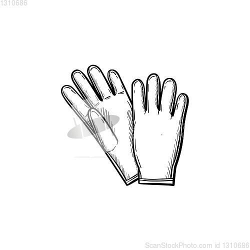 Image of Gloves hand drawn sketch icon.