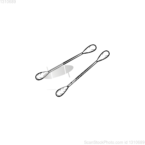 Image of Cotton buds hand drawn sketch icon.