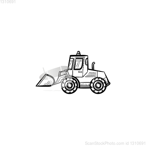 Image of Buldozer hand drawn sketch icon.