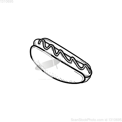 Image of Hotdog hand drawn sketch icon.