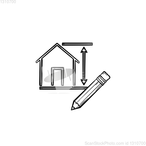 Image of House design hand drawn sketch icon.