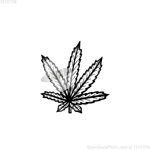 Image of Marijuana leaf hand drawn sketch icon.