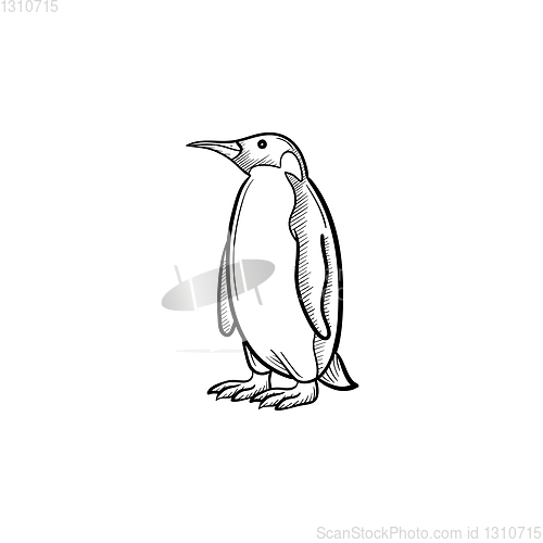 Image of Penguin hand drawn sketch icon.
