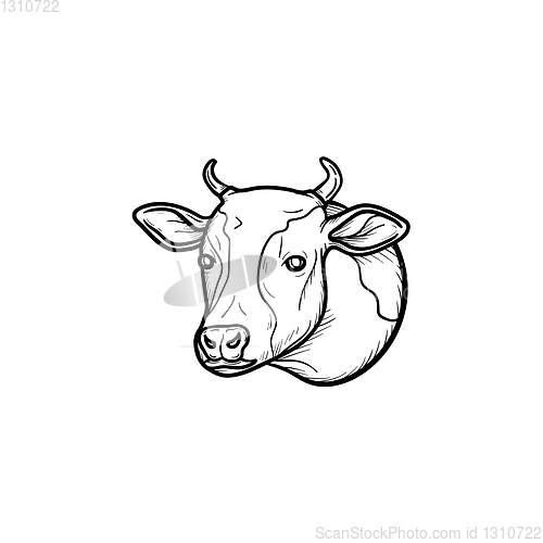 Image of Cow head hand drawn sketch icon.