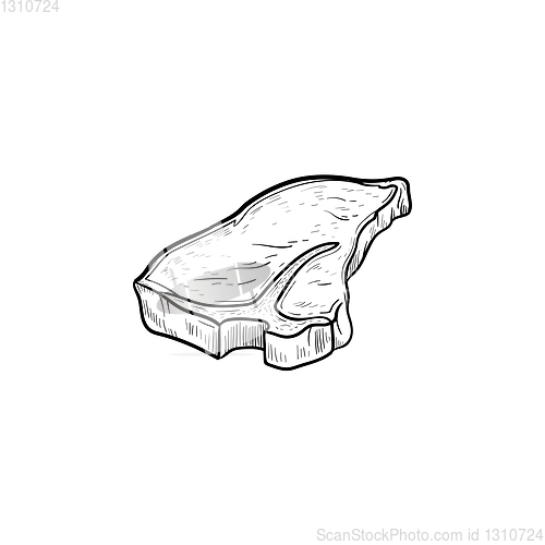 Image of T-bone beef steak hand drawn sketch icon.