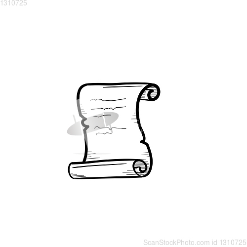 Image of Scroll of old paper hand drawn sketch icon.