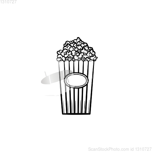 Image of Popcorn hand drawn sketch icon.