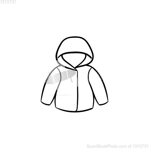 Image of Child rain coat hand drawn outline doodle icon.