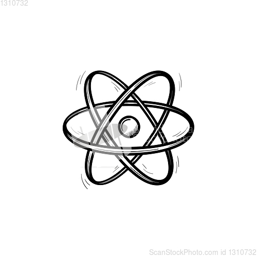 Image of Electronic atom hand drawn sketch icon.