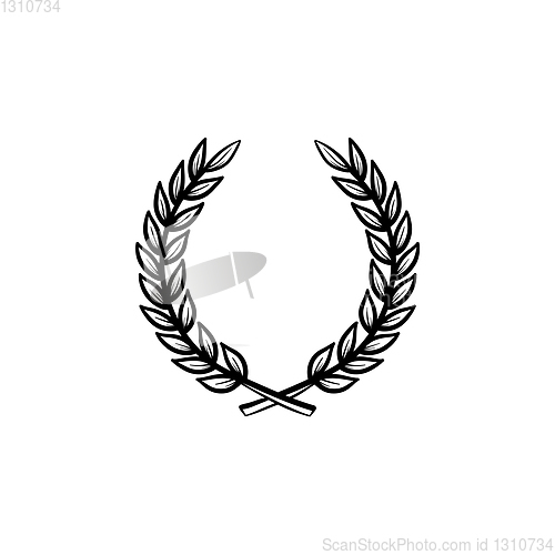 Image of Laurel wreath hand drawn sketch icon.