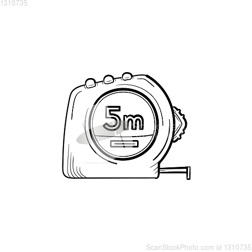 Image of Tape measure hand drawn sketch icon.
