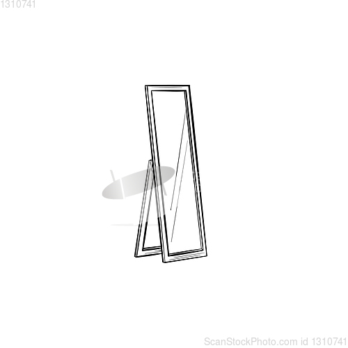 Image of Full length mirror hand drawn sketch icon.
