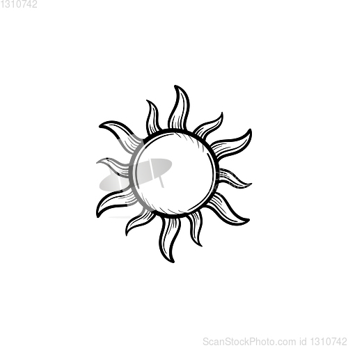 Image of Sun hand drawn sketch icon.