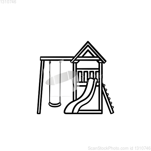 Image of Outdoor playground hand drawn outline doodle icon.