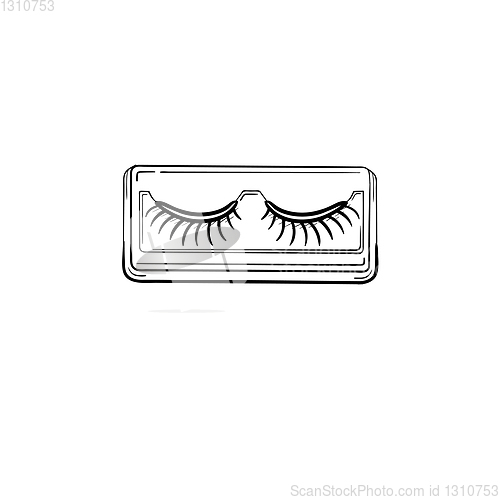 Image of False eyelashes hand drawn sketch icon.