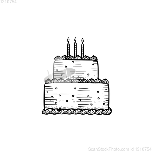 Image of Candle cake head hand drawn outline doodle icon.