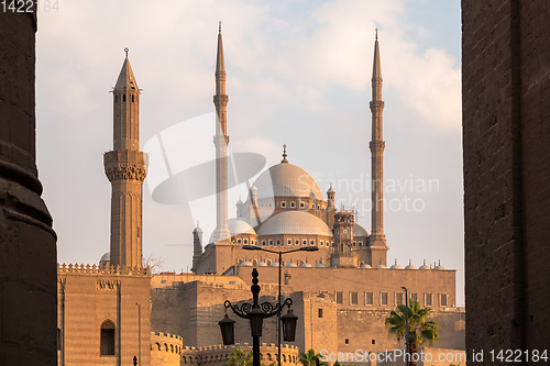 Image of The Mosque of Muhammad Ali in Cairo Egypt at sunset