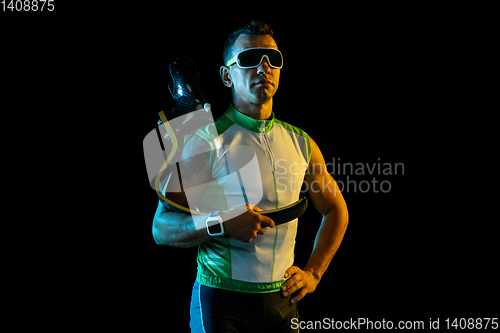 Image of Athlete disabled amputee isolated on white studio background