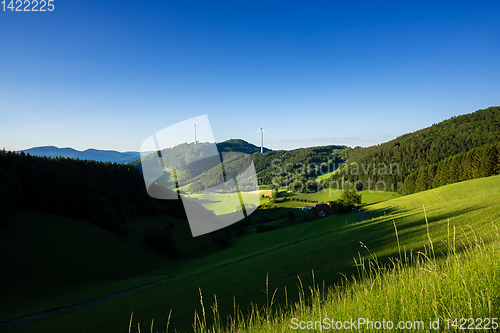 Image of landscape with wind energy in the black forest area Germany