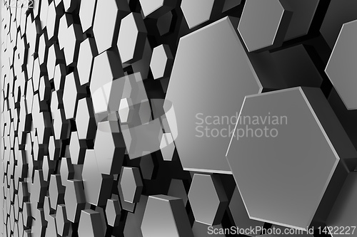 Image of black and white hexagon background