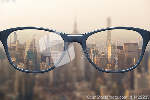 Image of View through glasses sharp with glasses unsharp without glasses