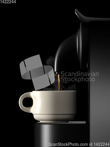 Image of fresh coffee machine black side view