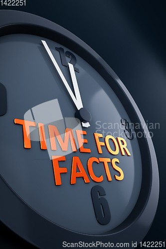 Image of clock with text time for facts