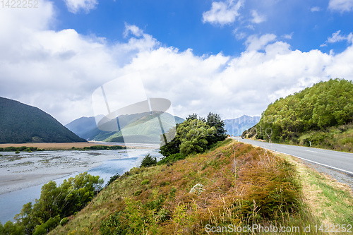 Image of dramatic landscape scenery Arthur\'s pass in south New Zealand