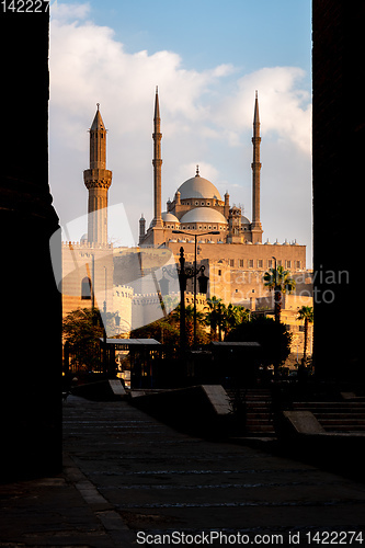 Image of The Mosque of Muhammad Ali in Cairo Egypt at sunset