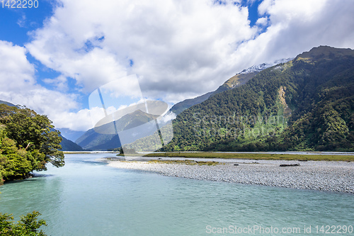 Image of river landscape scenery in south New Zealand