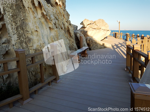Image of Rock path by the sea.