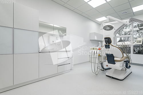 Image of Interior of dental surgery room with special equipment