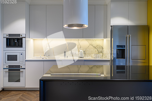 Image of Luxury kitchen Interior with minimalism design