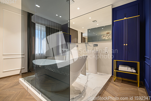 Image of Big deluxe elegant classic bedroom with bath
