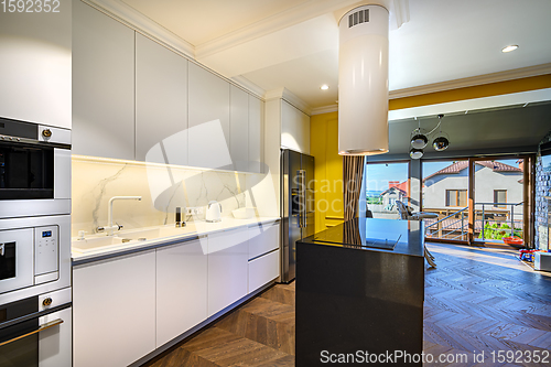 Image of Luxury kitchen Interior with minimal design