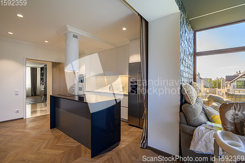 Image of Luxury kitchen Interior with minimal design