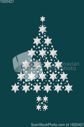 Image of Minimal Christmas Tree Silver Star Abstract 