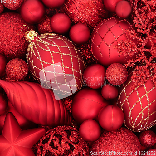 Image of Red and Gold Glitter Christmas Bauble Background