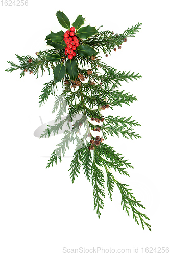 Image of Decorative Winter Display with Holly and Cedar