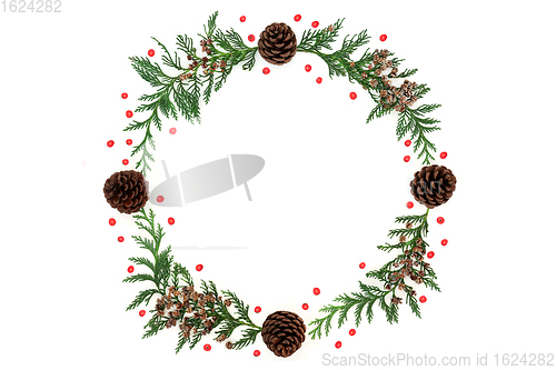 Image of Cedar Cypress Pine Cone and Holly Berry Wreath