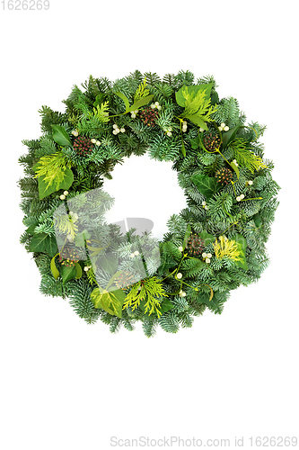 Image of Natural Winter Greenery Solstice Wreath