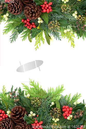 Image of Traditional Christmas Winter and New Year Floral Border