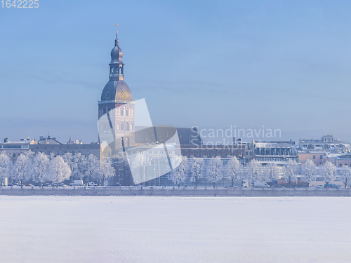 Image of Winter skyline of Latvian capital Riga Old town