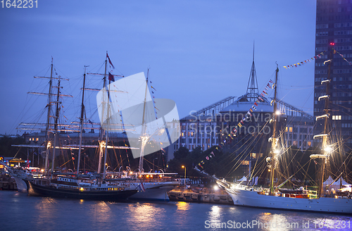 Image of Illuminated The tall ships races ships in Riga