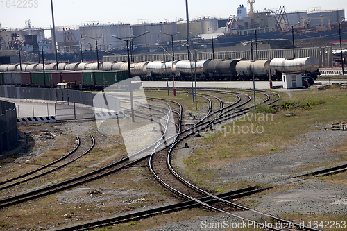Image of Freight trains in port