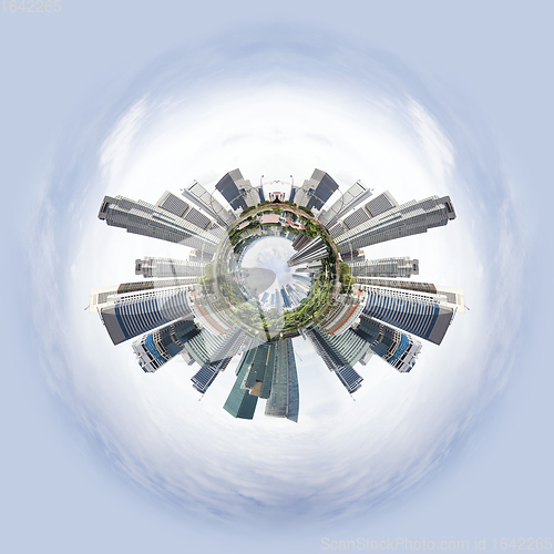Image of Tiny planet with skyscrapers